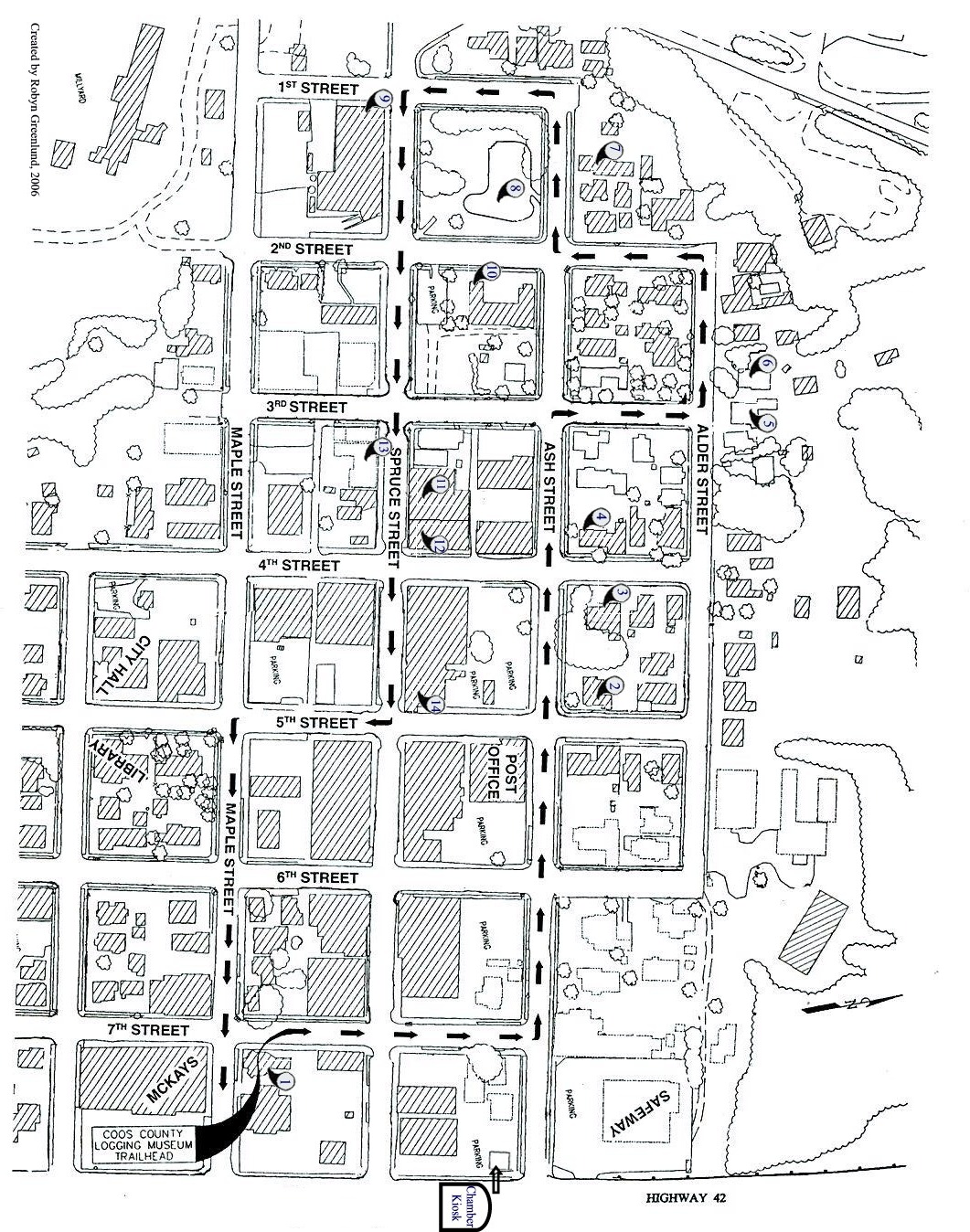 Walking Tour map of Myrtle Point